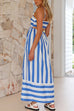 Febedress Back Cut Out High Waist Striped Maxi Cami Dress