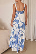 Febedress Backless Ruffle Tiered Printed Maxi Cami Dress