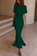 Febedress Short Sleeve Waisted Bodycon Fishtail Dress(6 Colors Available)