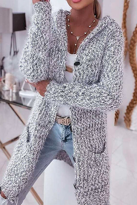 Febedress Button Down Hoodied Midi Sweater Cardigan