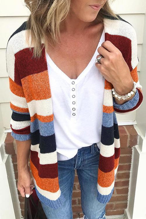 Febedress Colorful Striped Sweater Cardigan