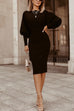 Febedress Batwing Sleeve Ruched Bodycon Dress