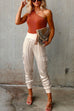 Febedress High Waist Skinny Satin Pants with Pockets(3 Colors Available)