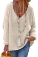 Febedress V Neck Long Sleeve Hollow Out Knit Sweater
