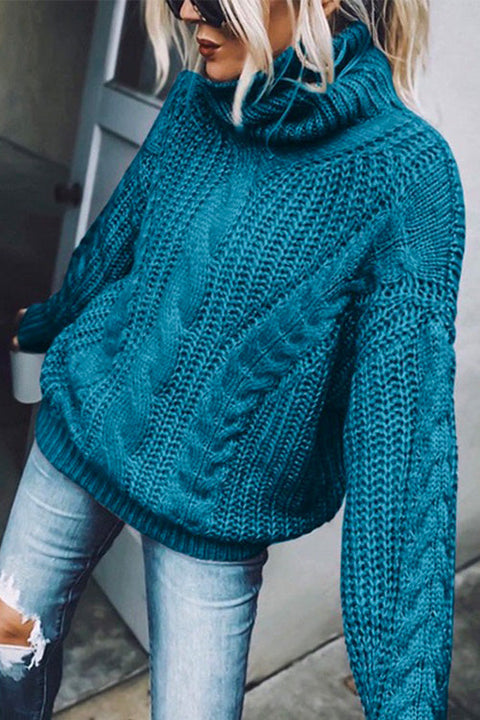 Febedress Winter Turtleneck Long Sleeve Solid Knit Sweater