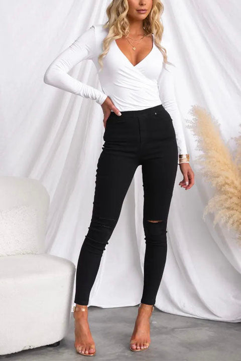 Coziest High Rise Distressed Ripped Jeggings