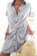 Febedress Short Sleeve Twist Knot Striped Shirt Dress