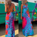 Febedress Strappy Backless Tie Dye Maxi Dress
