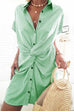 Febedress Short Sleeve Twist Knot Striped Shirt Dress