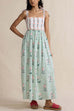 Febedress Tie Shoulder Back Lace-up Striped Floral Maxi Cami Dress