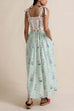 Febedress Tie Shoulder Back Lace-up Striped Floral Maxi Cami Dress