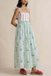 Febedress Tie Shoulder Back Lace-up Striped Floral Maxi Cami Dress