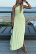 Febedress One Shoulder Cut Out Irregular Hem Pleated Satin Maxi Dress