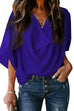 Febedress Cowl Neck Short Sleeve Drape Chiffon Shirt