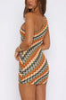 Febedress One Shoulder Sleeveless Color Block Crochet Mini Dress