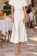 Febedress High Rise Solid Satin Midi Skirt (A)