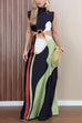 Febedress Mockneck Sleeveless Cut Out Waist Printed Maxi Dress