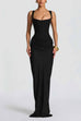 Febedress Sleeveless Ruched Solid Bodycon Maxi Dress