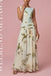 Febedress Boat Neck Sleeveless Floral Print A-line Maxi Dress