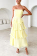 Febedress Strapless Ruffle Layered Maxi Dress