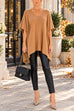 V Neck Loose Fit Solid Poncho Sweater (A)