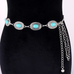 Febedress Turquoise Decorative Adjustable Metal Chain Belt