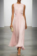 Febedress Crewneck Sleeveless Zipper Back Waisted Maxi Dress