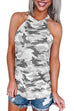 Febedress Halter Sleeveless Camo Tops