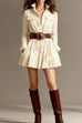 Febedress Lapel Long Sleeves Button Up Plaid Mini Dress