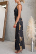 One Shoulder Ruched Floral Print Maxi Dress with Statement Strap