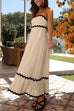 Febedress Spaghetti Strap Ric Rac Trim Swing Maxi Dress