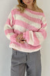 Febedress Drop Shoulder Striped Casual Pullover Sweater