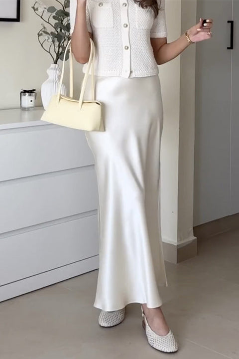 Febedress Elegant High Rise Satin Midi Skirt