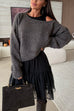 Asymmetrical One Shoulder Long Sleeves Casual Sweater