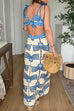 Febedress Tie Shoulder Cut Out Waist Printed Maxi Dress