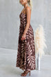 Spaghetti Strap High Waist Printed Swing Maxi Dress