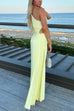 Febedress One Shoulder Cut Out Irregular Hem Pleated Satin Maxi Dress