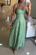 Febedress Embroidery Crop Cami Top and Elastic Waist Swing Maxi Skirt Set