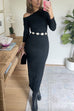 Asymmetrical Shoulder Long Sleeves Bodycon Midi Dress