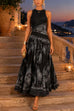 Febedress Crewneck Sleeveless Printed Flowy Maxi Dress
