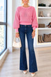 Crewneck Back Cut Out Splice Knitting Sweater (A)
