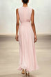 Febedress Crewneck Sleeveless Zipper Back Waisted Maxi Dress