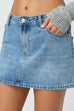 Febedress One Button Pocketed Denim Mini Skirt
