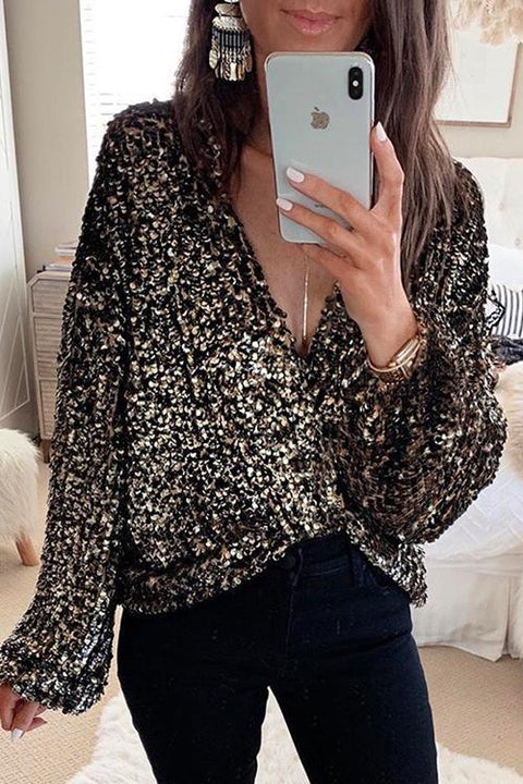 Febedress Christmas/NYE Party Sequin Shirt