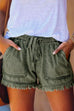 Febedress Drawstring High Waist Raw Hem Pockets Shorts