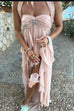 Febedress Sleeveless Open Back Ruffle Trim Slit Maxi Dress