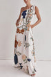 Febedress Tie Knot One Shoulder Floral Print Maxi Dress