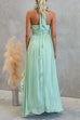 Halter Neck Ruffle Flowy Maxi Dress