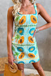 Square Neck Sleeveless Tropic Print Mini Dress
