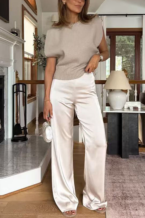 Febedress High Rise Straight Leg Satin Pants